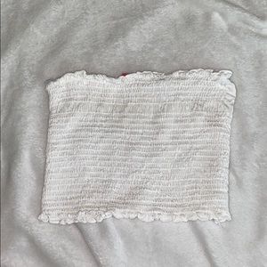 White ruffle tube top